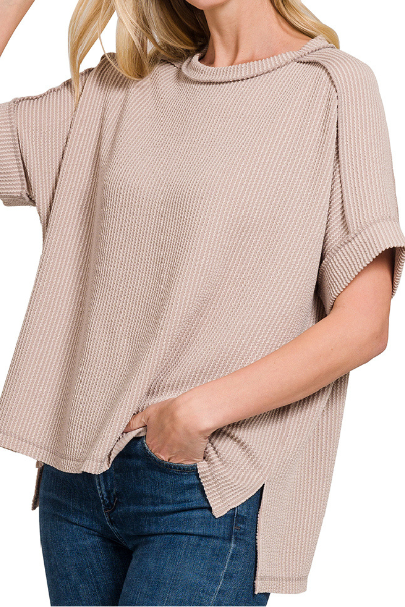 Ribbed Rolled Cuff Top