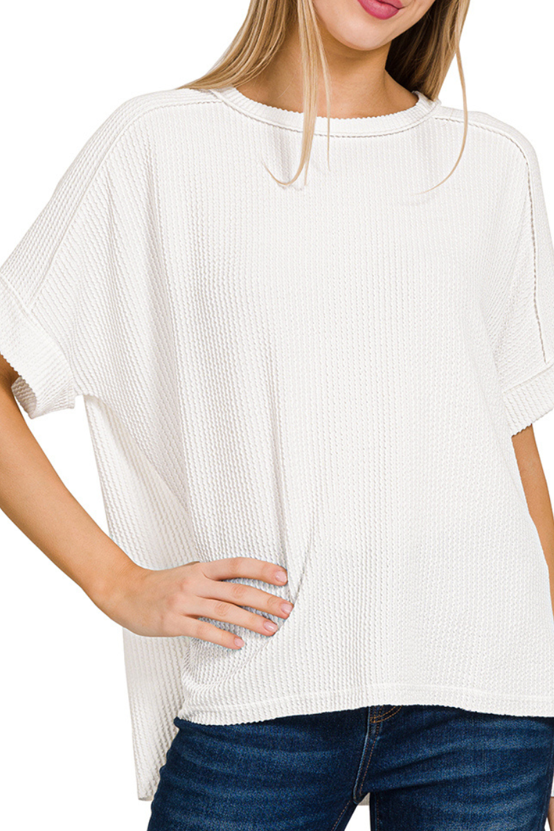 Ribbed Rolled Cuff Top