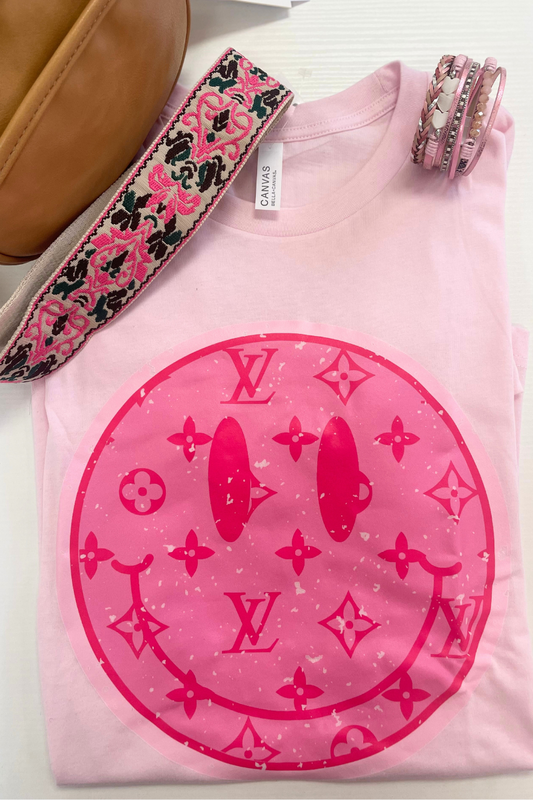 Pink Smiley Graphic Tee