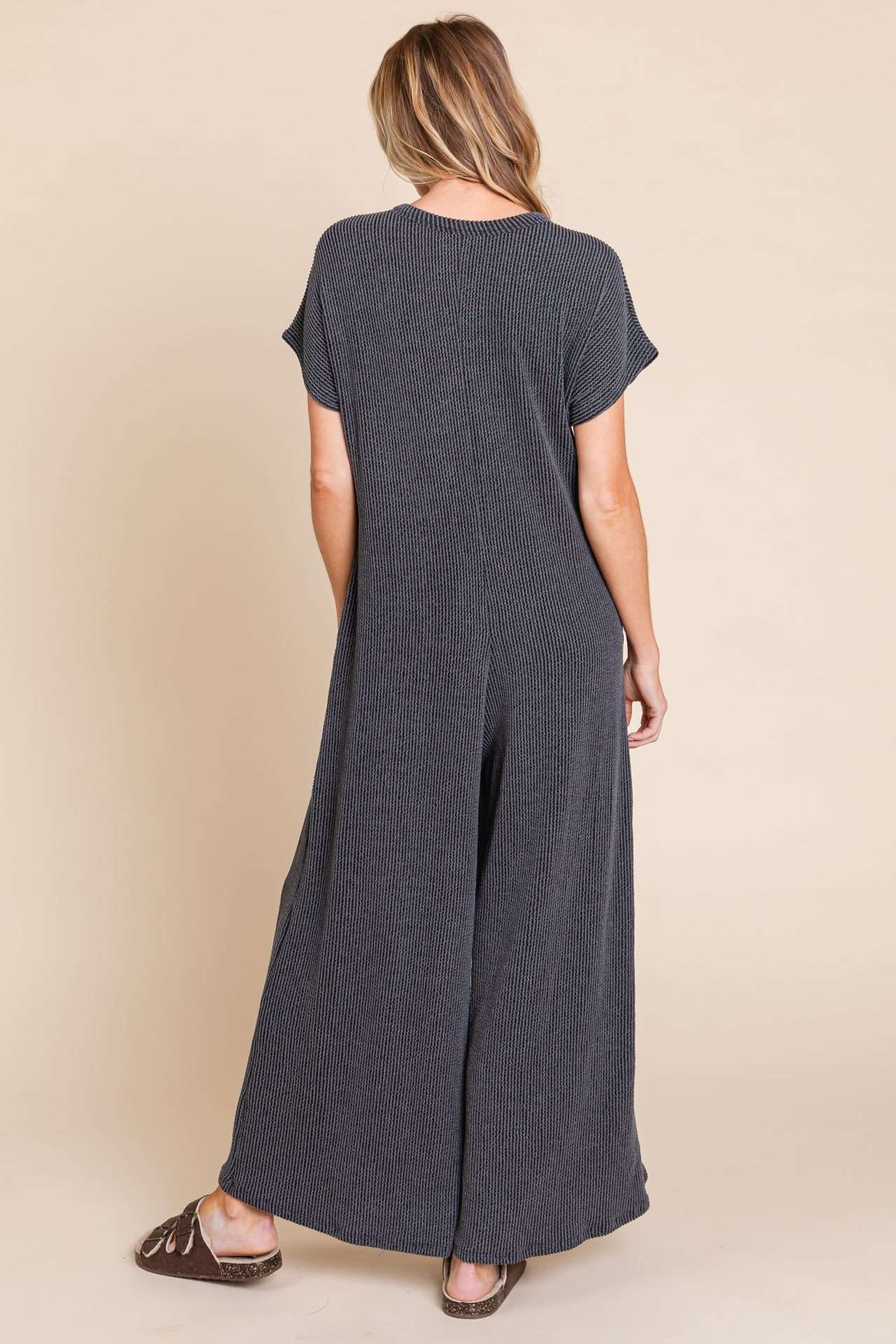 Ribbed Button Jumpsuit
