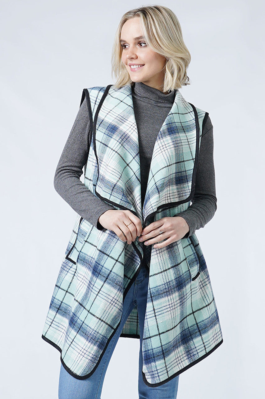 Mint Plaid Vest