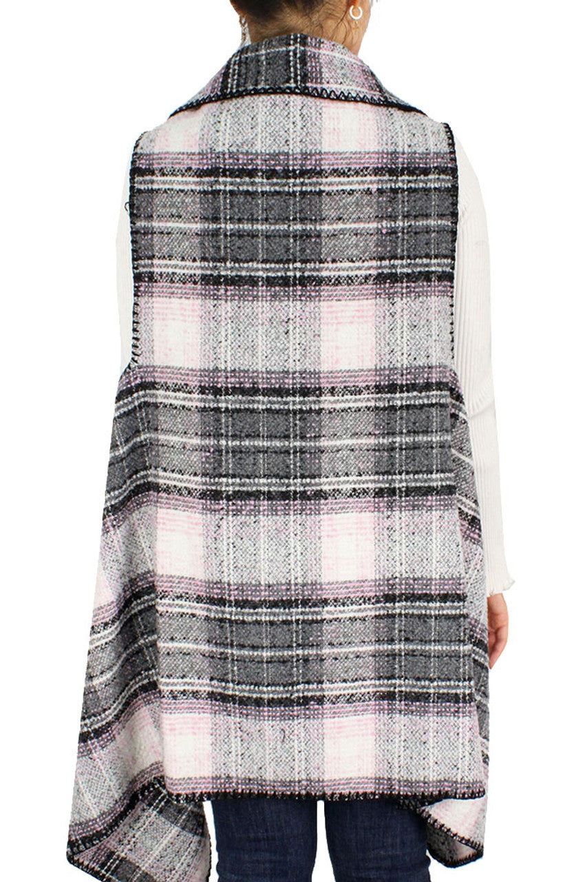 Pink & Grey Plaid Vest