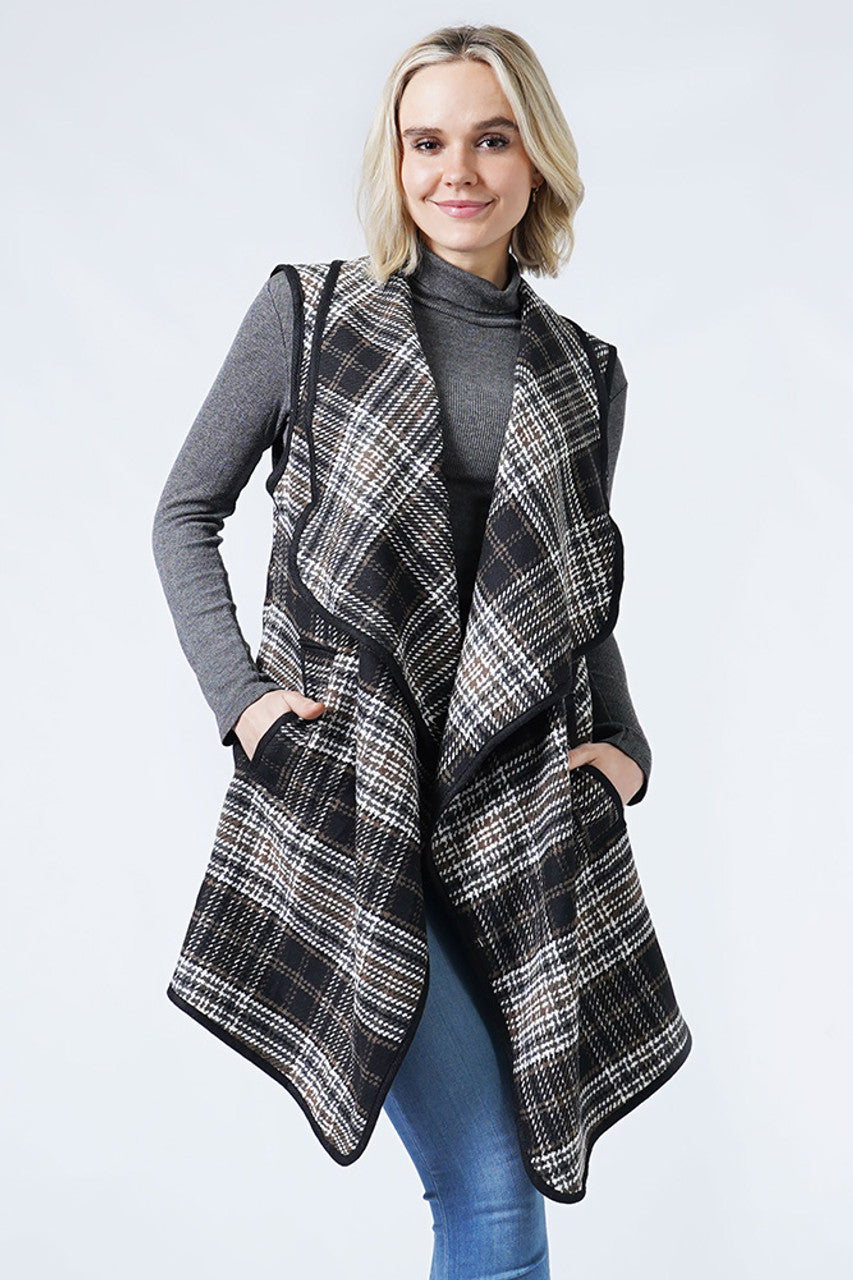 Black/Grey Plaid Vest