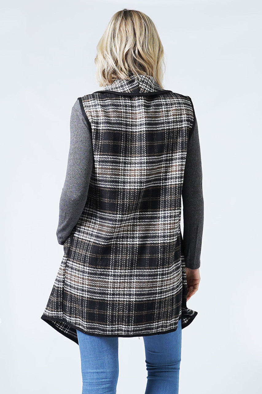 Black/Grey Plaid Vest