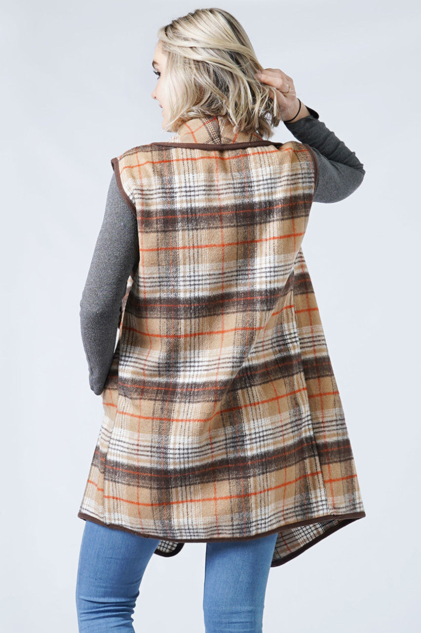 Tan/Brown Plaid Vest