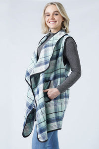 Mint Plaid Vest