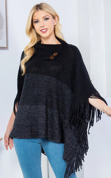 Button Neck Poncho Top