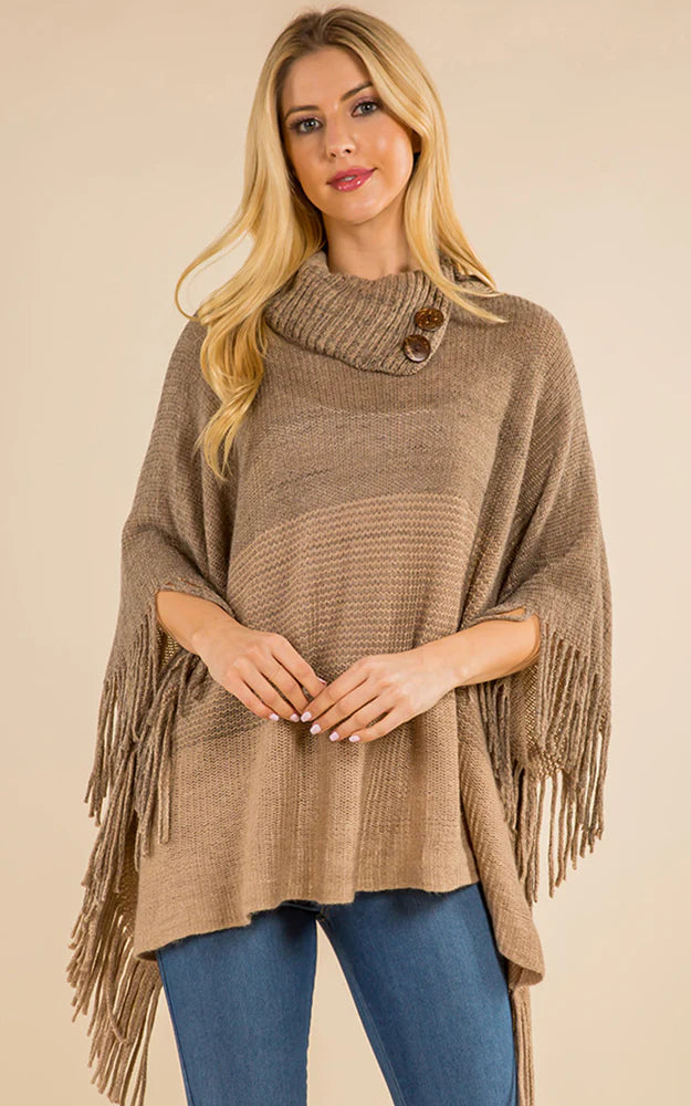 Button Neck Poncho Top