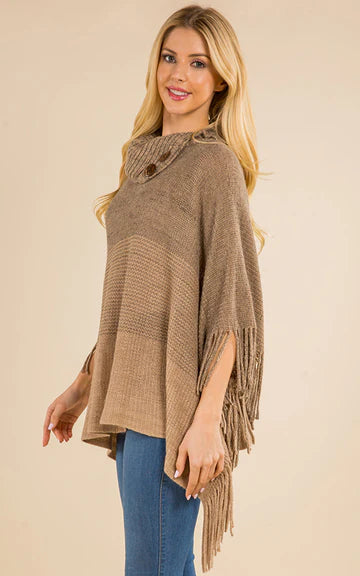 Button Neck Poncho Top