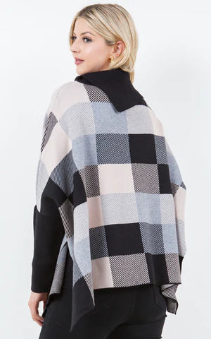 Color Block Poncho Top