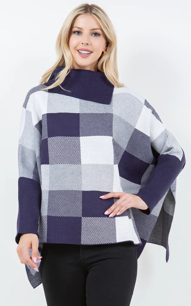 Color Block Poncho Top