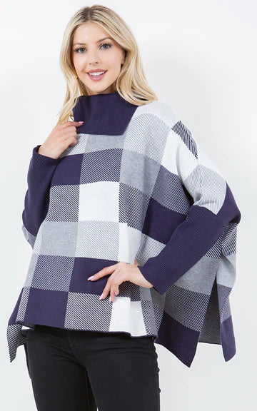 Color Block Poncho Top