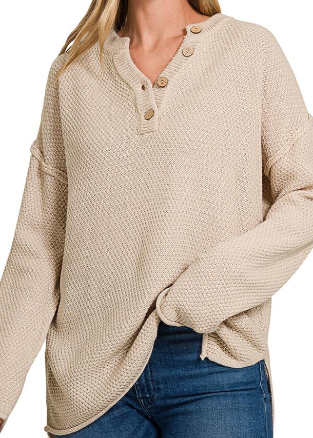 Half Button Knit Sweater